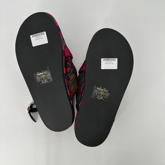 Farm Rio Banana Leaves Puffy Flat Platform Sandals Buckle Slingback sz 9 Women's - Picture 4 of 5